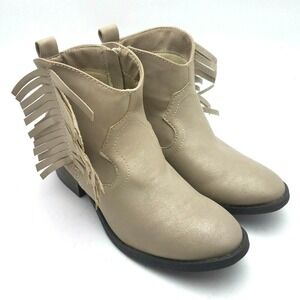 Stevies Womens Ankle Boots Sz 6 M Fringe Gold Beige New